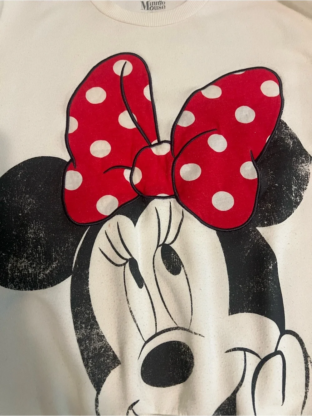 Disney Cream Sweatshirt with Red Polka-Dot Minnie Bow youth size